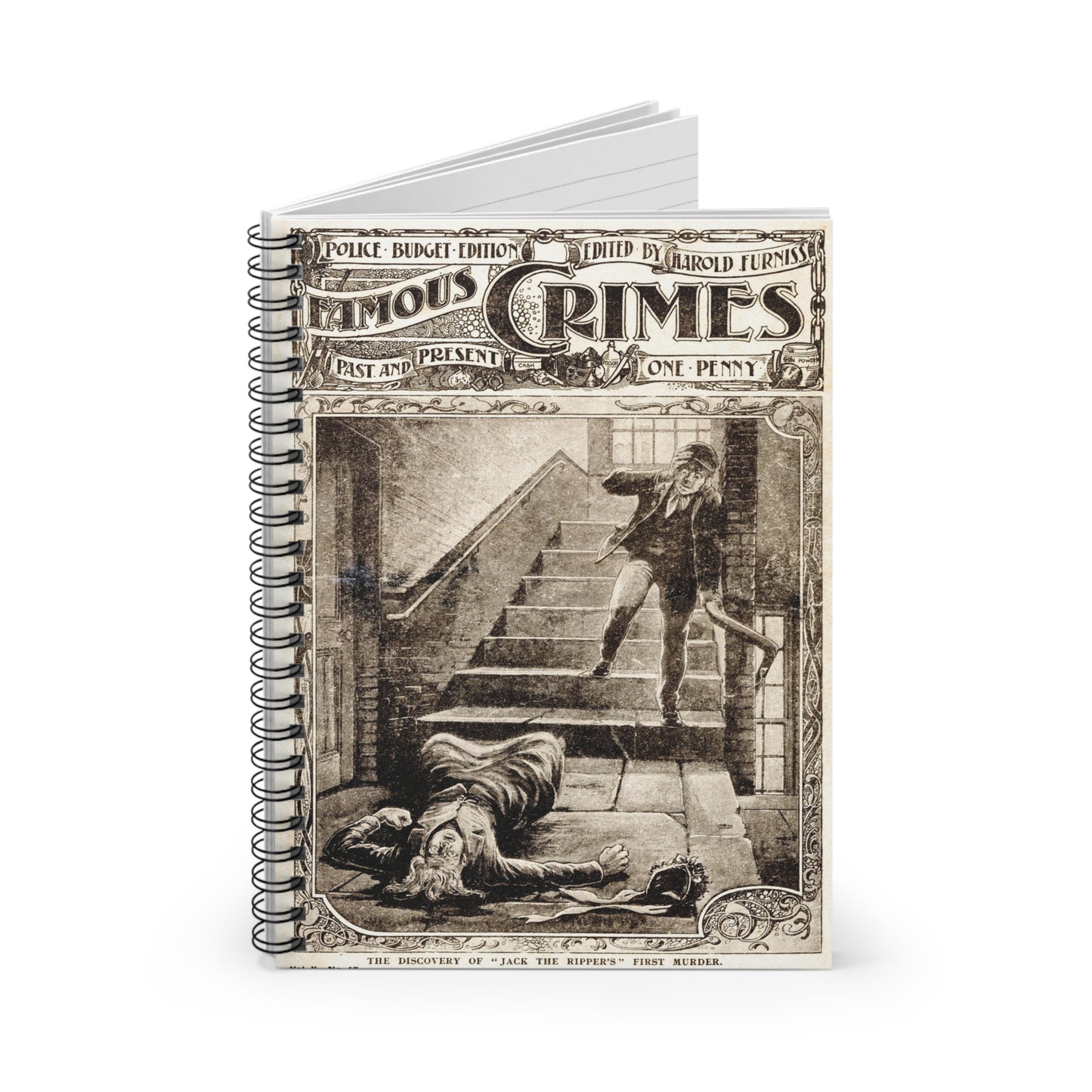 The Discovery of Jack the Ripper's First Murder Circa 1903 Spiral Notebook - Ruled Line