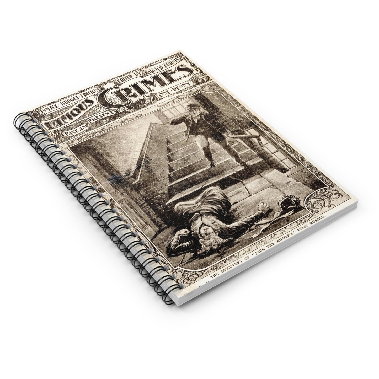 The Discovery of Jack the Ripper's First Murder Circa 1903 Spiral Notebook - Ruled Line